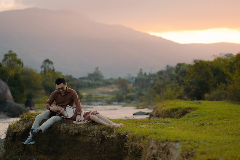 Couple in love at sunset